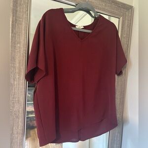 Entro Burgundy V-Neck Blouse